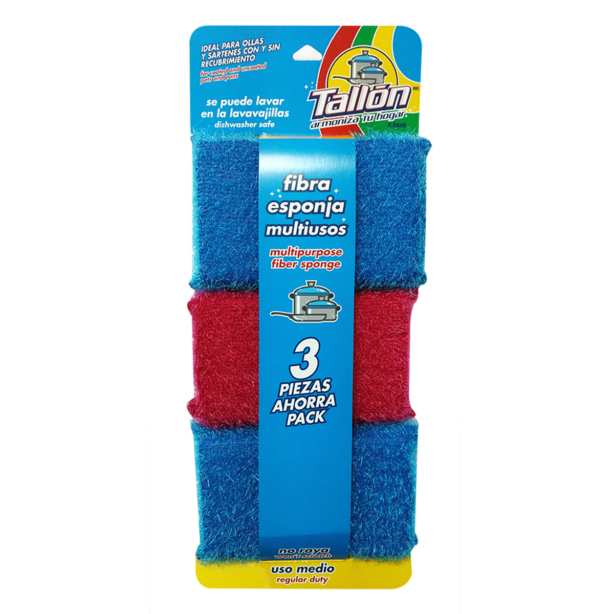 Fibra Esponja Para Trastes 3 Pack - ttaiomayoreo