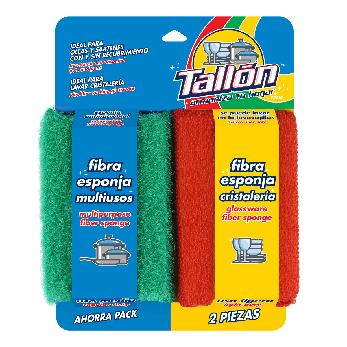 Fibra Esponja Para Cristalería y Trastes 2 Pack - ttaiomayoreo