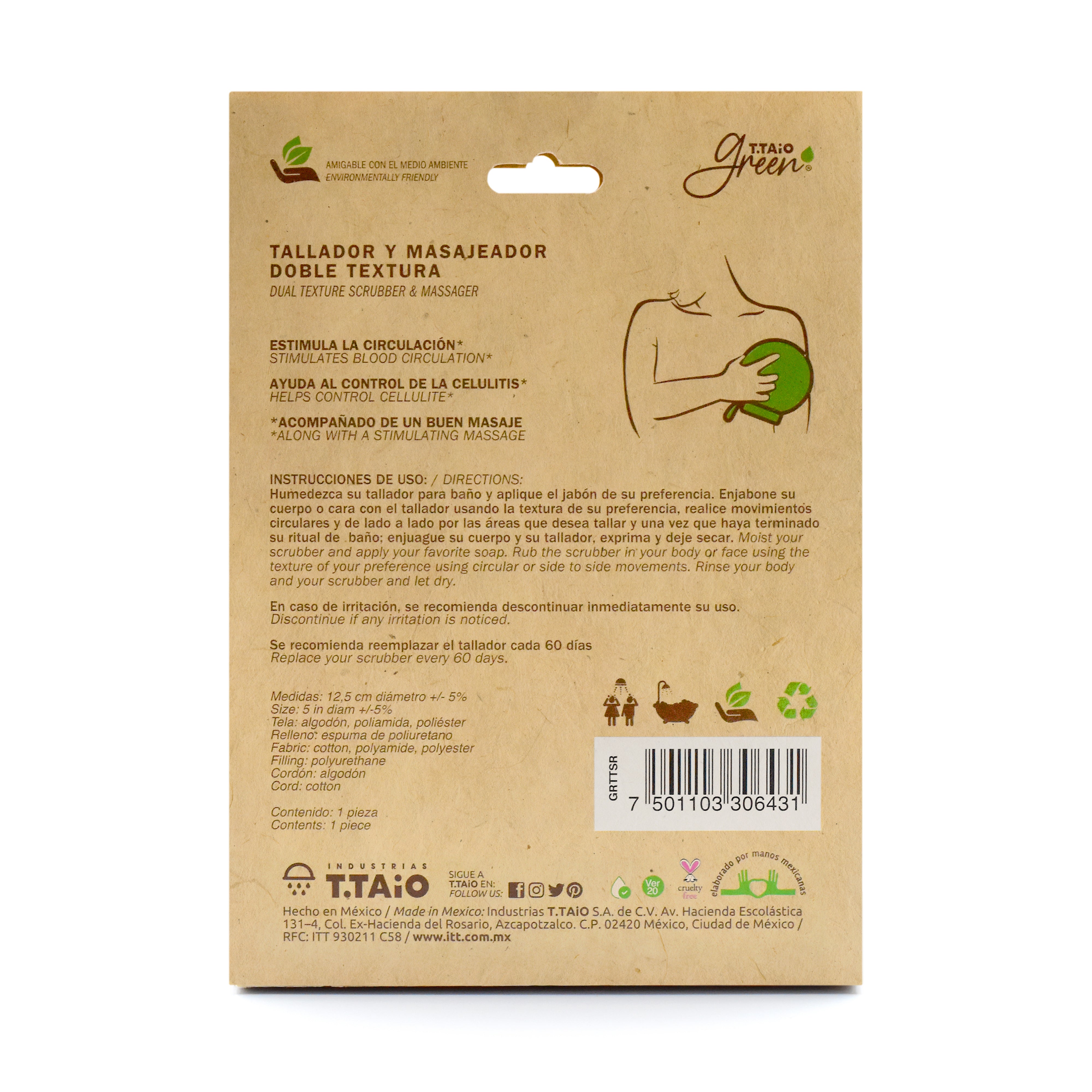 T.Taio Green Esponja Rigida Redonda - ttaiomayoreo