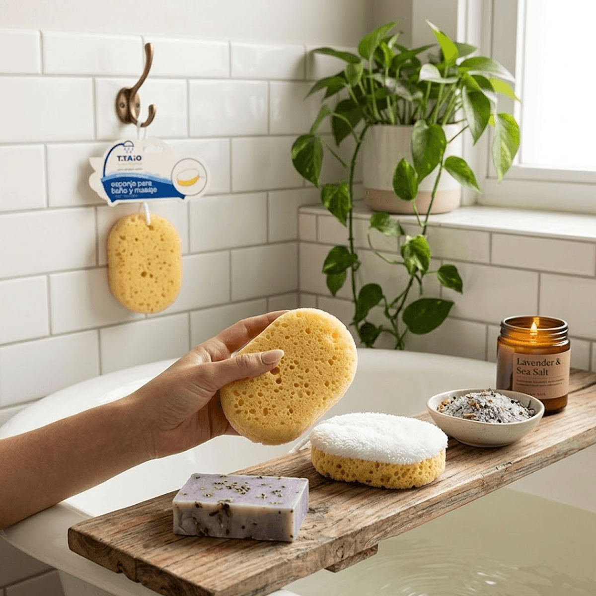 Esponja Exfoliante Reversible Para Baño Doble Textura - ttaiomayoreo