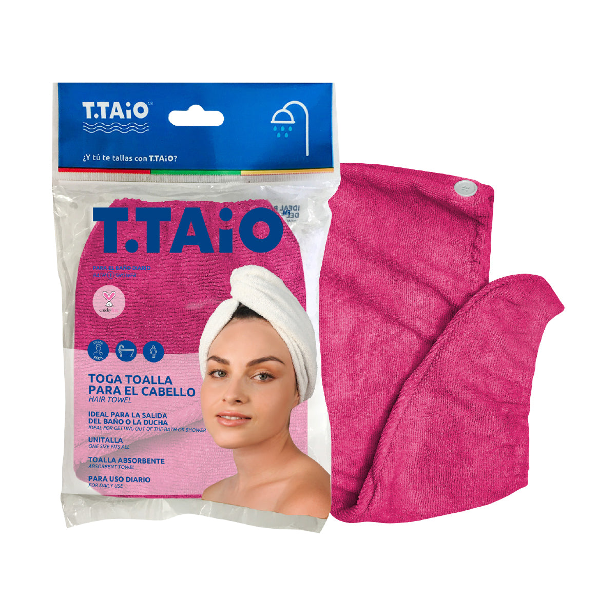 Toga Toalla Para Secado Rapido Cabello Color Rosa - ttaiomayoreo