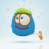 Esponja Rígida, Divertida Baño. Doble Textura, Carita Feliz Azul - ttaiomayoreo