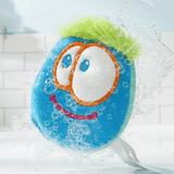 Esponja Rígida, Divertida Baño. Doble Textura, Carita Feliz Azul - ttaiomayoreo