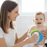 Esponja Rígida, Divertida Baño. Doble Textura, Carita Feliz Azul - ttaiomayoreo