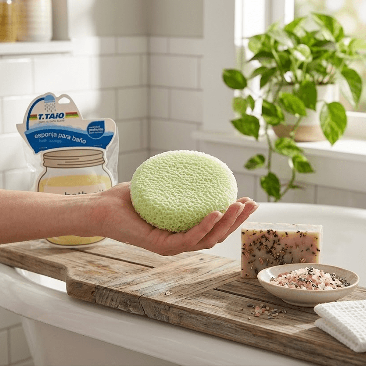 Esponja Corporal Para Baño Doble Textura Suave Y Rigida - ttaiomayoreo